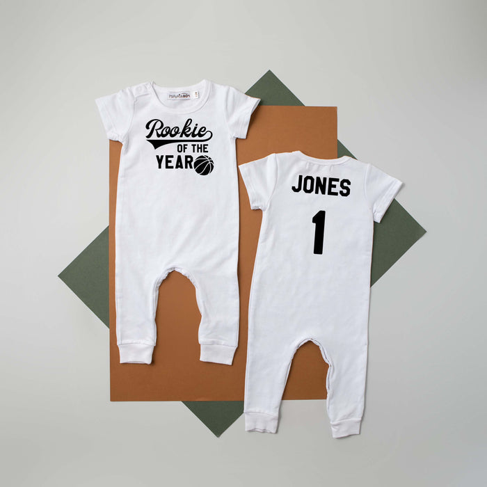 "Rookie of the Year" Basketball Slim Fit 1st Birthday Romper