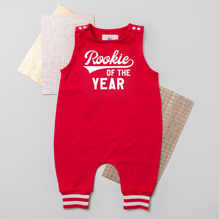 "Rookie of the Year" Romper with Striped Cuff