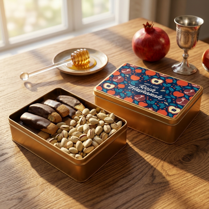 DM Snacks Rosh Hashanah Biscotti and Nut Gift Tin
