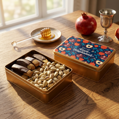 DM Snacks Rosh Hashanah Biscotti and Nut Gift Tin