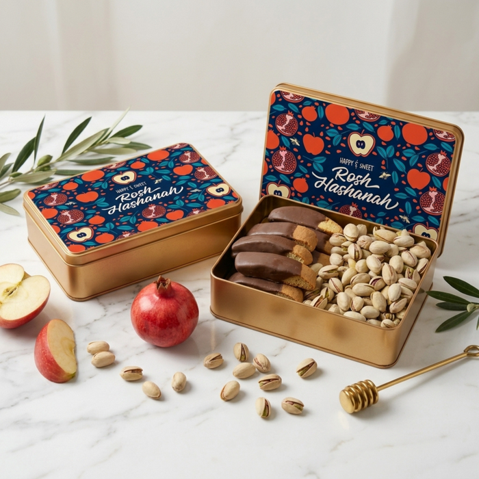 Sugar Plum Kosher Snack Rosh Hashanah Biscotti and Nut Gift Tin