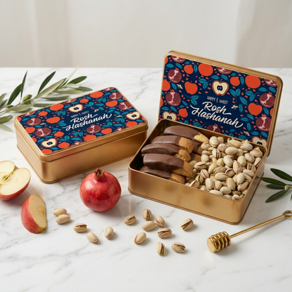 Sugar Plum Kosher Snack Rosh Hashanah Biscotti and Nut Gift Tin