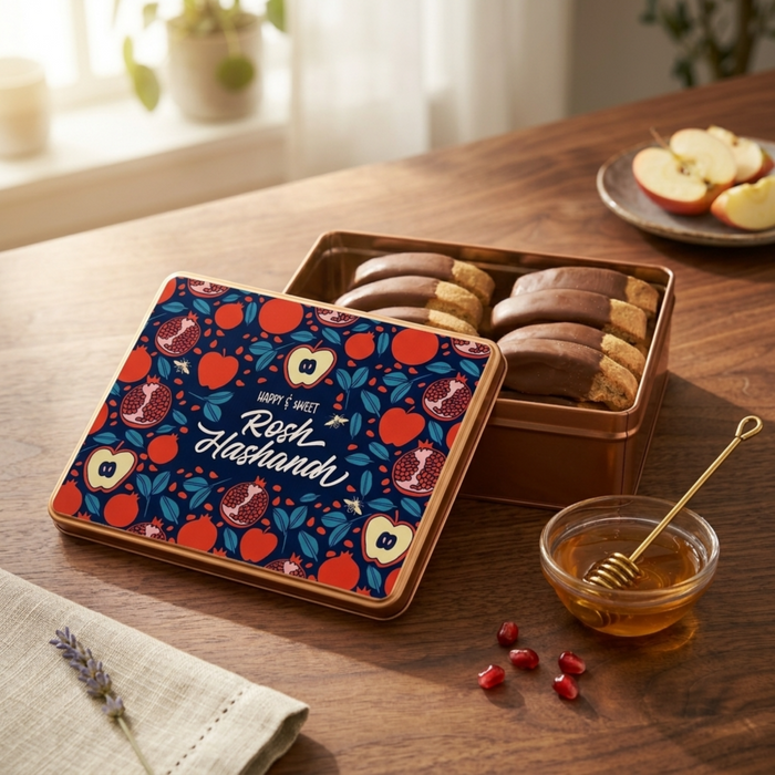 Rosh Hashanah Chocolate Biscotti Gift Tin