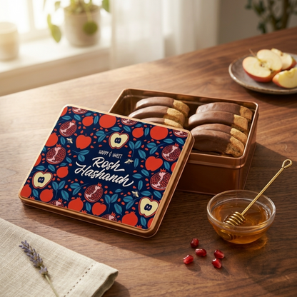 Rosh Hashanah Chocolate Biscotti Gift Tin