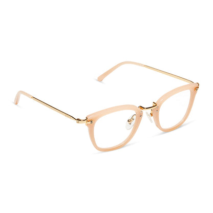 diff eyewear rue square prescription glasses with a faded citrus frame angled view