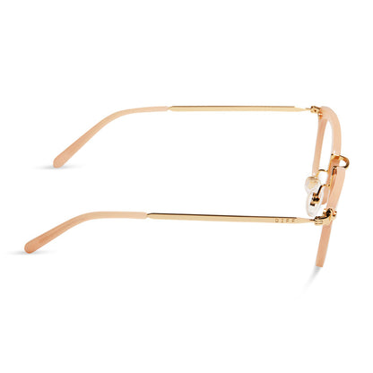 diff eyewear rue square prescription glasses with a faded citrus frame side view
