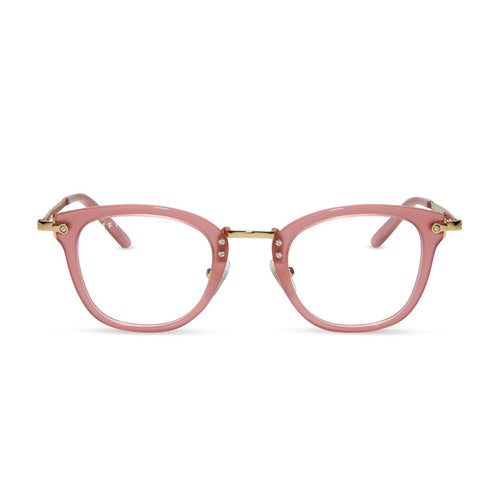 diff eyewear featuring the rue square prescription glasses with a guava pink frame front view
