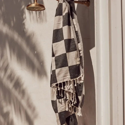 Saarde Sicily Turkish Beach Towel - Black