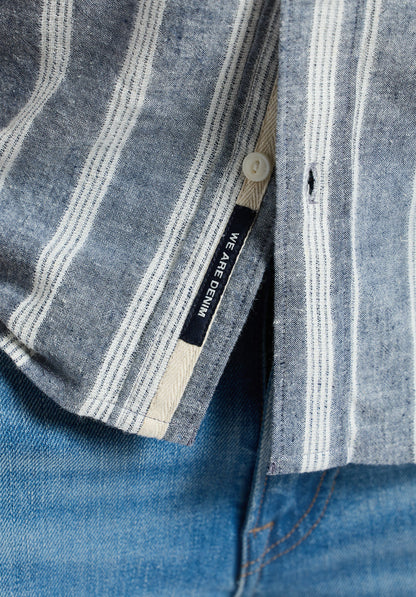 Buffalo Men Shirts Navy Woven Woven Short Sleeve Linen Blend Short-Sleeve