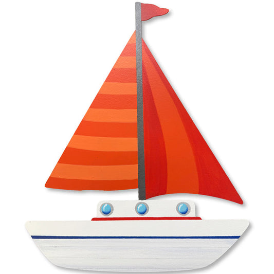 Sailboat Magnetic Wall Art (Orange Sail)