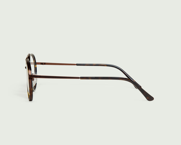Bronze Tort::Santiago Eyeglasses pilot tort metal side