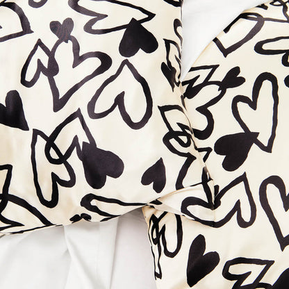 KITSCH Heart Print King Satin Pillowcase lifestyle shot