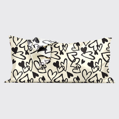 KITSCH Heart Print King Satin Pillowcase — product highlights