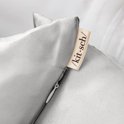 KITSCH Silver King Satin Pillowcase lifestyle shot