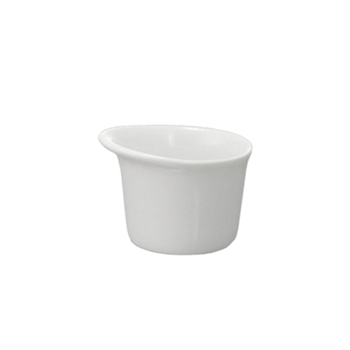 Das Unold Saucen-Töpfchen für FONDUE Elégance 48645 ist ein kleines weißes Saucen- oder Gewürztöpfchen aus Keramik mit leicht ausgestelltem Rand, abgebildet auf einem schlichten weißen Hintergrund.