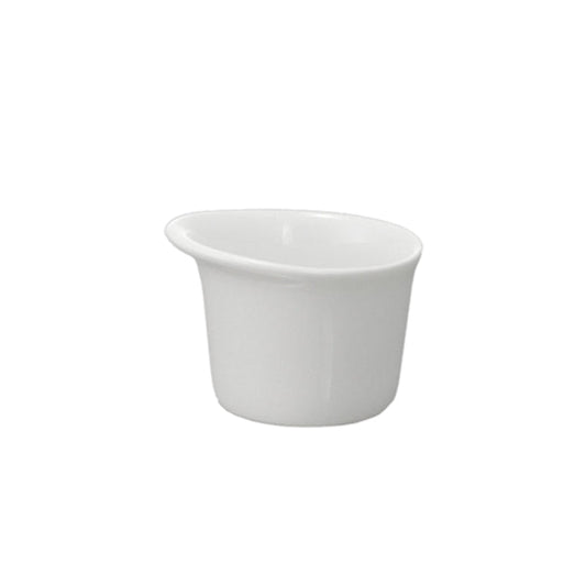 Das Unold Saucen-Töpfchen für FONDUE Elégance 48645 ist ein kleines weißes Saucen- oder Gewürztöpfchen aus Keramik mit leicht ausgestelltem Rand, abgebildet auf einem schlichten weißen Hintergrund.