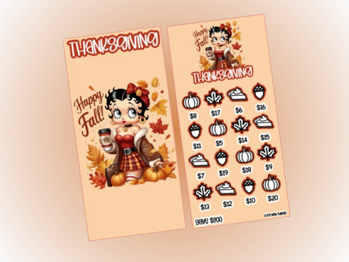 Savings Insert & Envelope Bundle | Betty Boop Holidays | Thanksgiving