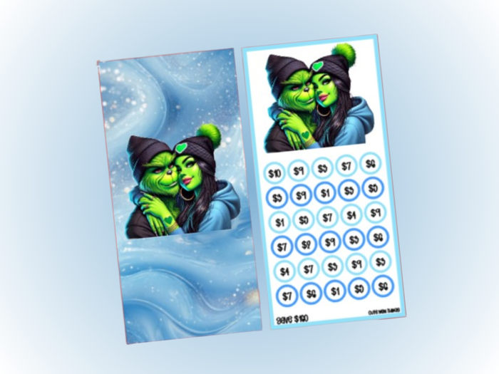 Savings Insert & Envelope Bundle | Grinch Couple Blue