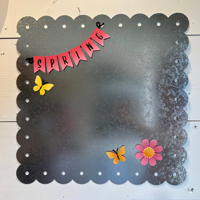 Scalloped Memo Board 18.5" - Galvanized Silver