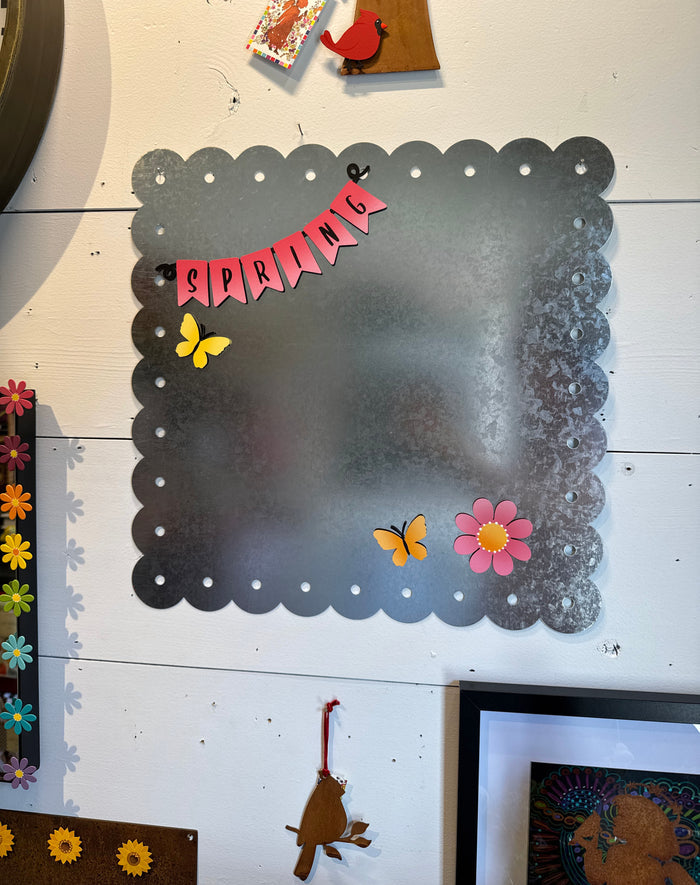 Scalloped Memo Board 18.5" - Galvanized Silver