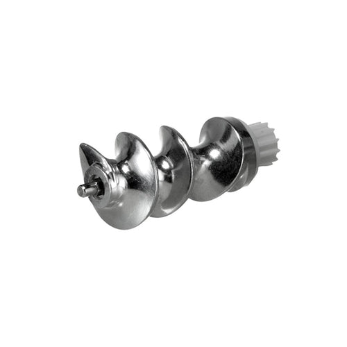 Die Unold Schnecke für FLEISCHWOLF 78131 ist eine Metallschnecke mit spiralförmigen Blättern und einem zahnradähnlichen Ende, die für den Einsatz in Fleischwölfen oder Küchenmaschinen konzipiert ist und isoliert auf weißem Hintergrund dargestellt ist.