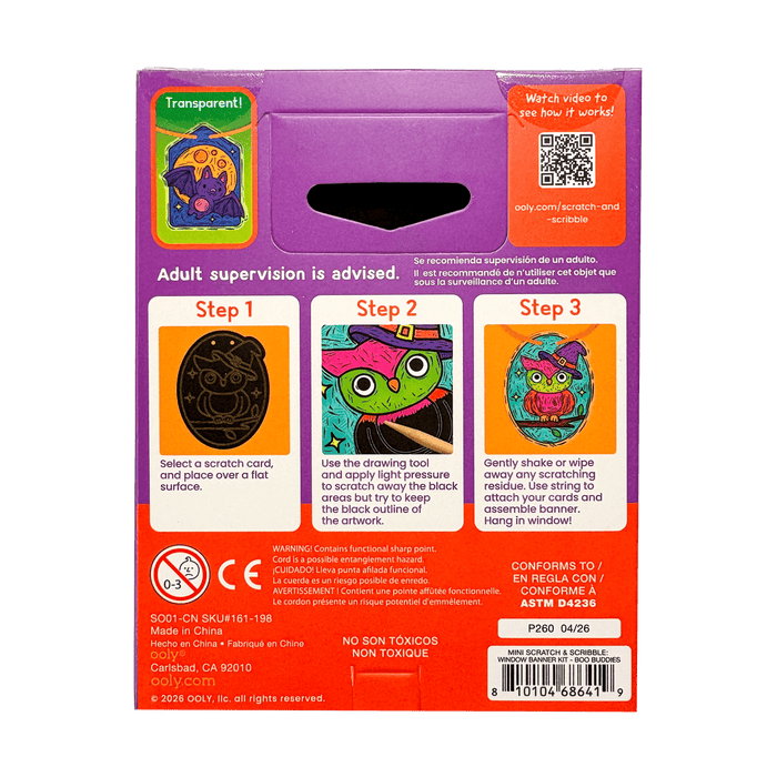 Scratch & Scribble Mini Window Banner Kit - Boo Buddies - 6 Cards