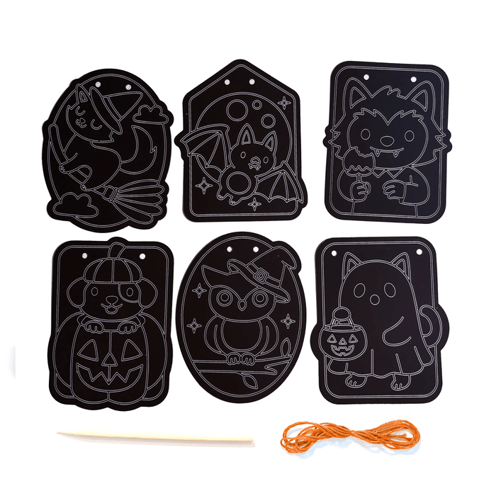 Scratch & Scribble Mini Window Banner Kit - Boo Buddies - 6 Cards