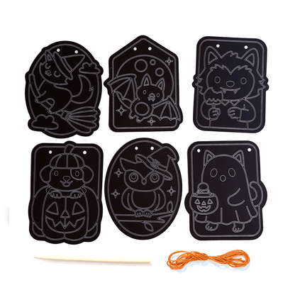 Scratch & Scribble Mini Window Banner Kit - Boo Buddies - 6 Cards