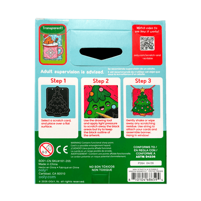Scratch & Scribble Mini Window Banner Kit - Festive Friends - 6 Cards