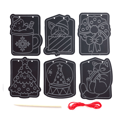 Scratch & Scribble Mini Window Banner Kit - Festive Friends - 6 Cards