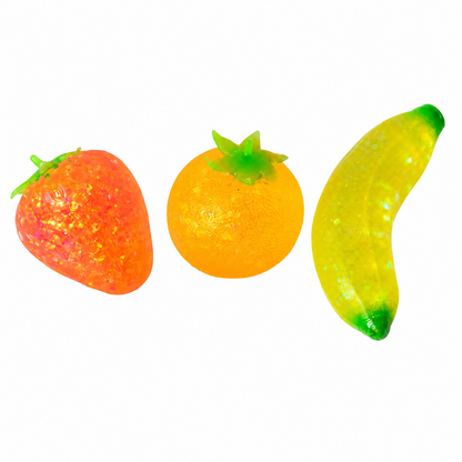 Scrunchems Sugar Squish Fruits 2.5 Inch Squishy Sensory Toy - Set of 3