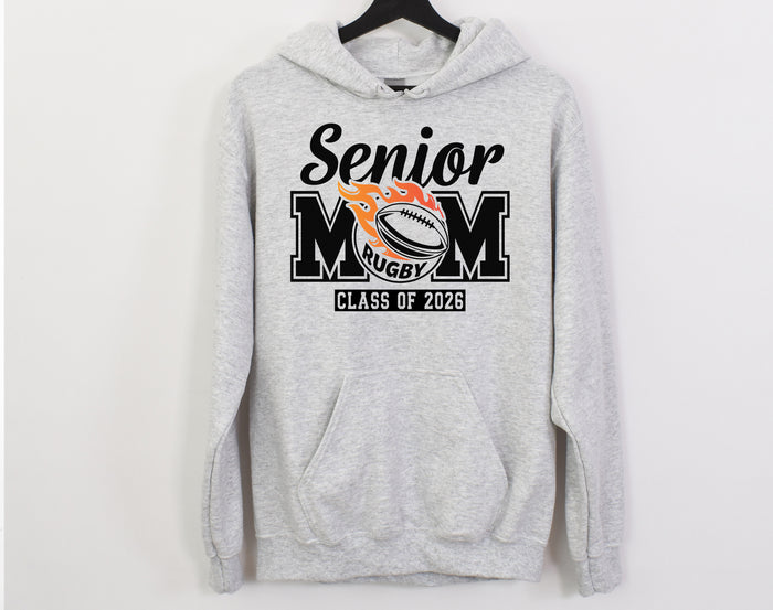 Senior Mom Personalized Rugby Hoodie Sweatshirt