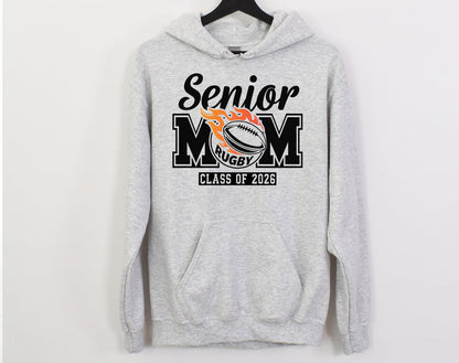 Senior Mom Personalized Rugby Hoodie Sweatshirt