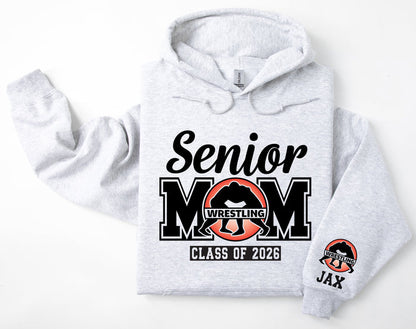 Senior Mom Personalized Wrestling Hoodie Sweatshirt