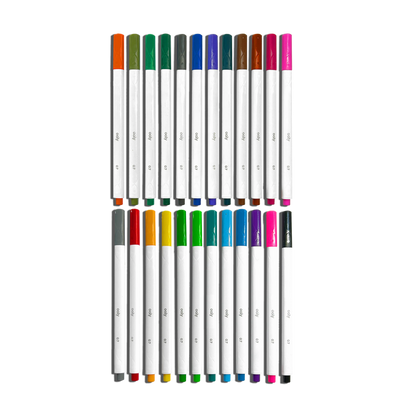 Row of capped markers from a set of OOLY Seriously Fine Tip Markers