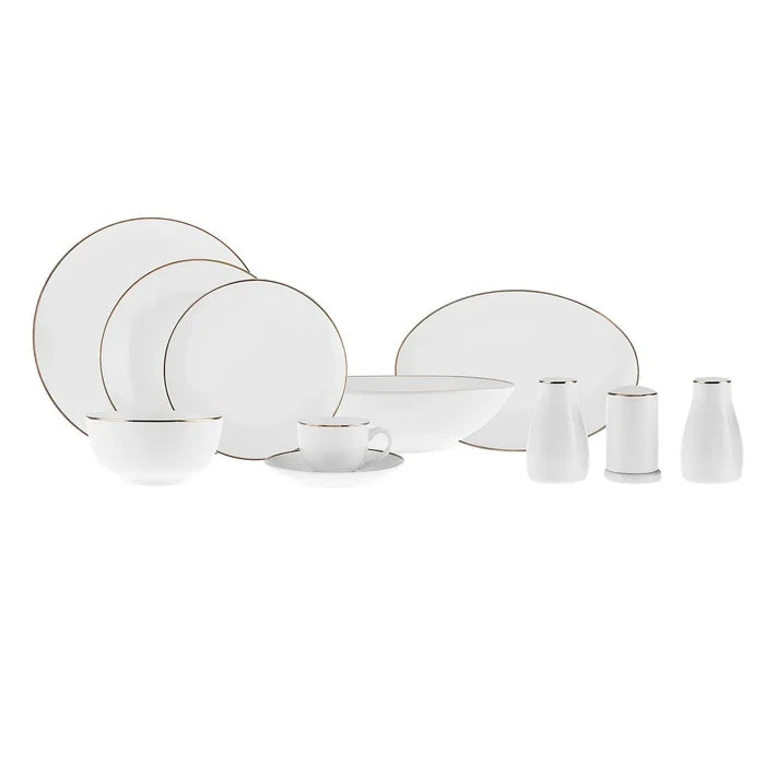 Service de table Karaca Epsilon pour 12 personnes, 76 pièces, New Generation Bone, or