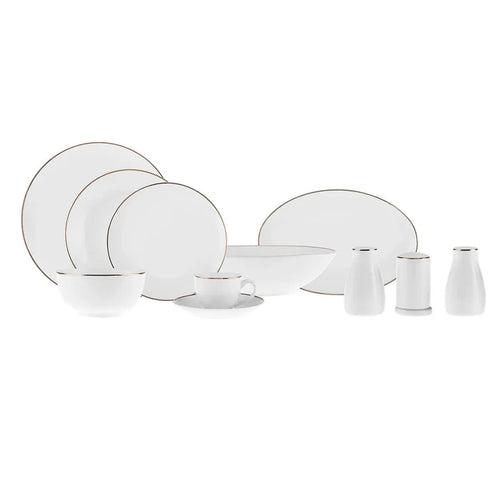 Service de table Karaca Epsilon pour 12 personnes, 76 pièces, New Generation Bone, or