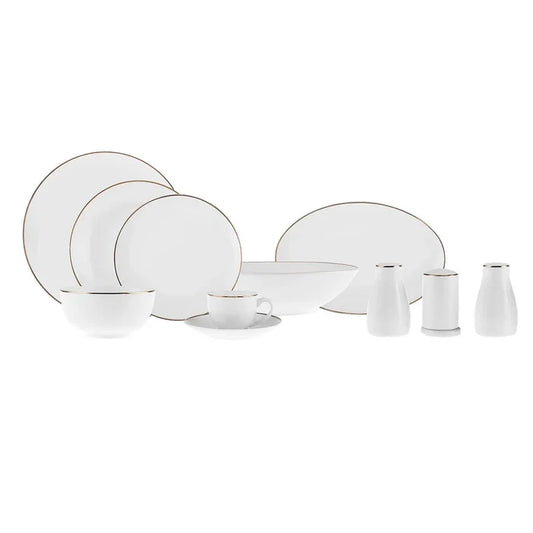 Service de table Karaca Epsilon pour 12 personnes, 76 pièces, New Generation Bone, or