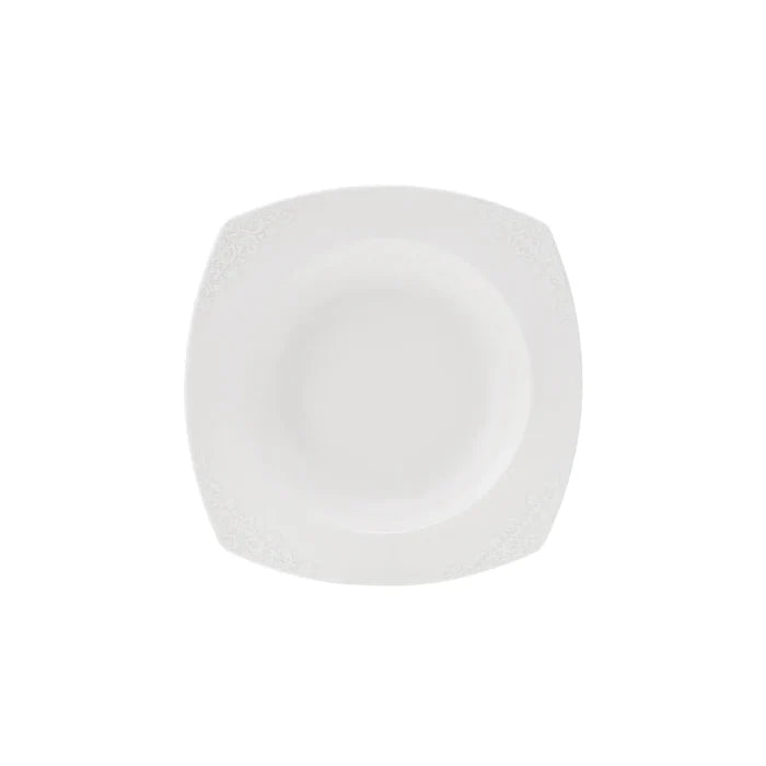 Service de table Karaca New Suha en porcelaine pour 12 personnes, 60 pièces carrées/rectangulaires, couleur crème