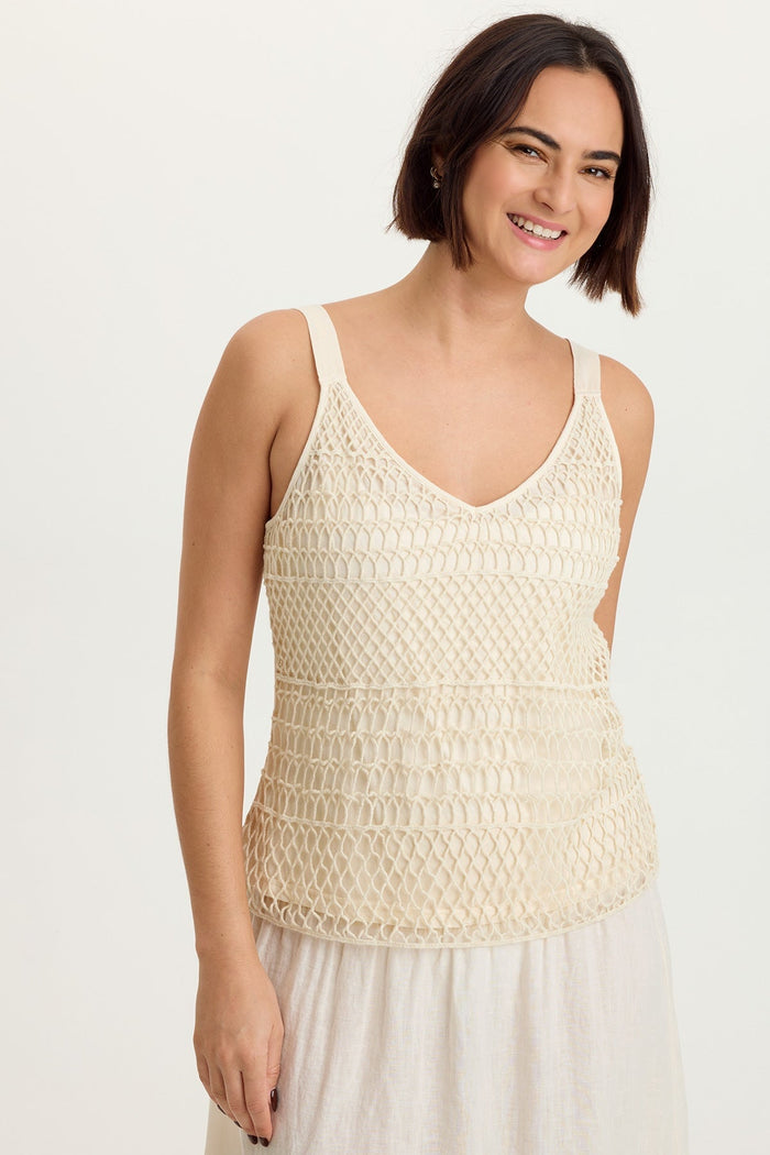 XCVI Shire Jersey-Lined Crochet Tank