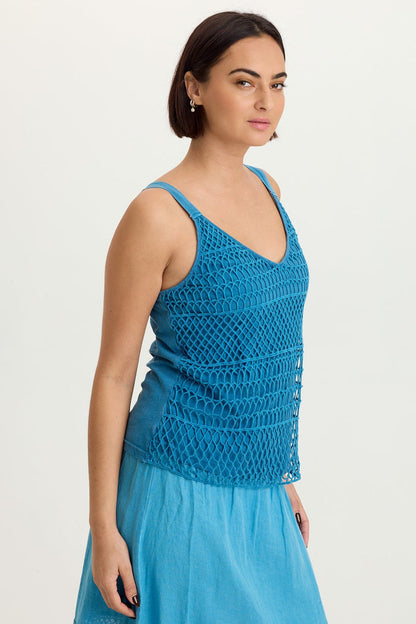 XCVI Shire Jersey-Lined Crochet Tank