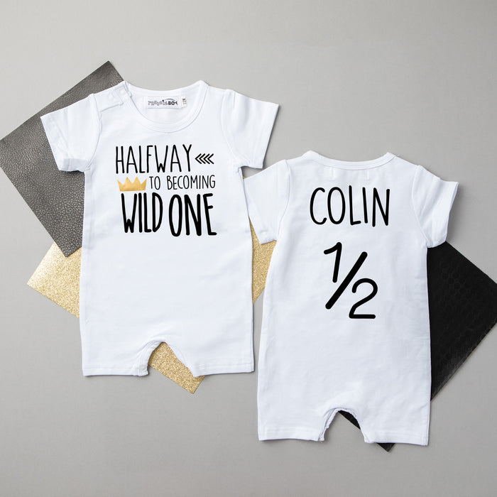 Shorts "Halfway to Becoming Wild One" Slim Fit 1/2 Birthday Romper