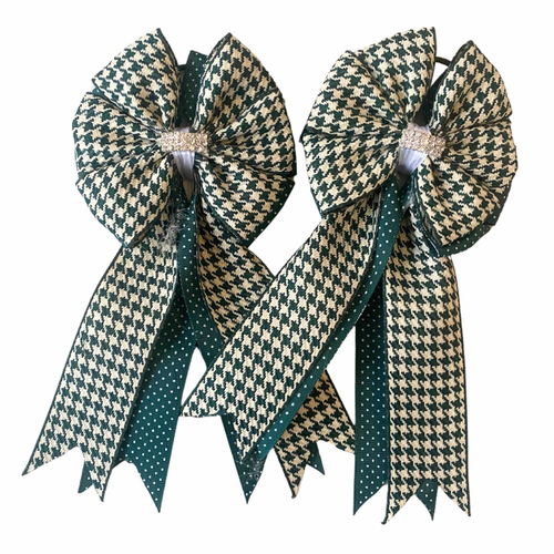 🤩 Show Bows: Houndstooth Green