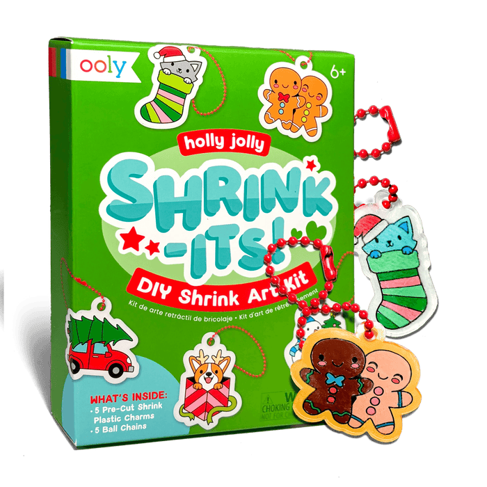 Shrink-Its! Mini DIY Shrink Art Kit - Holly Jolly - 5 Charms