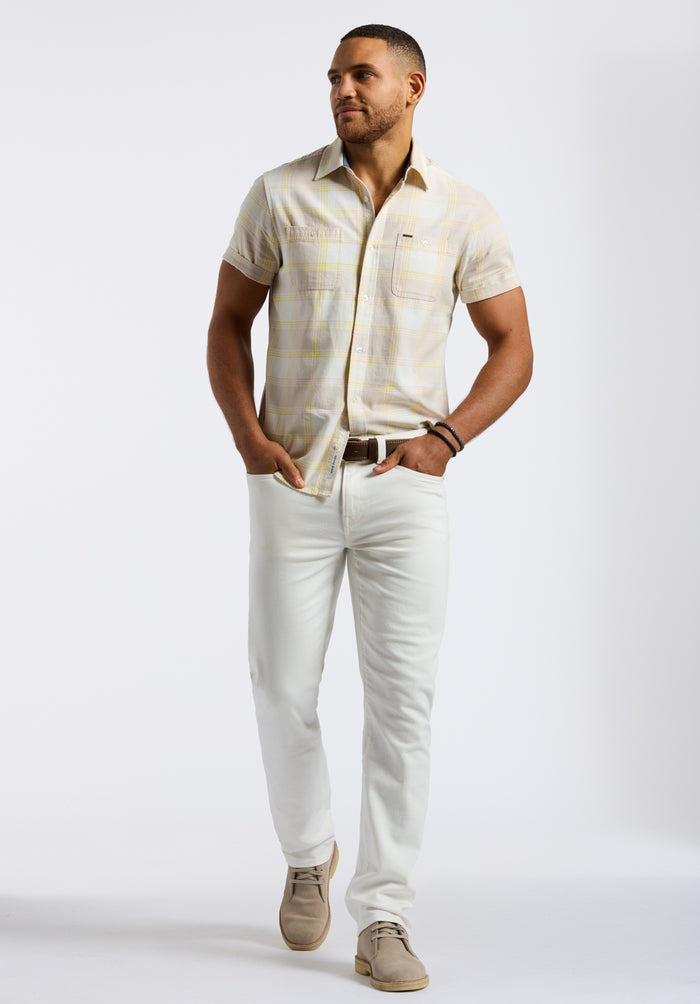 Buffalo Men Shirts White Woven Woven Short Sleeve Long-Sleeve Silhouette Lightweight Woven Feel