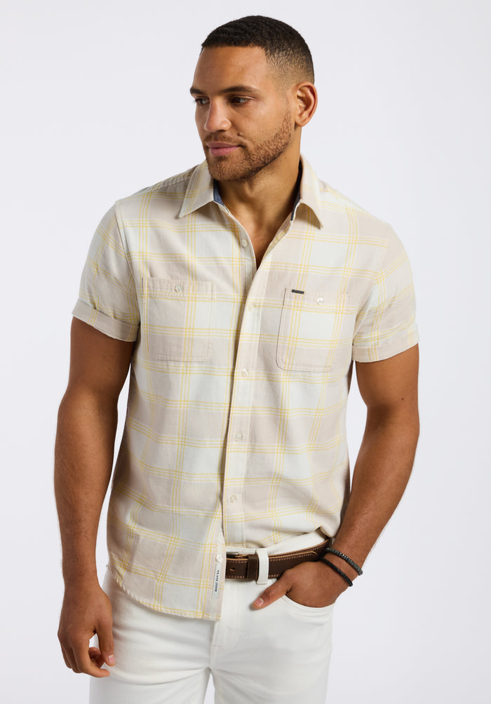 Buffalo Men Shirts White Woven Woven Short Sleeve Long-Sleeve Silhouette Lightweight Woven Feel