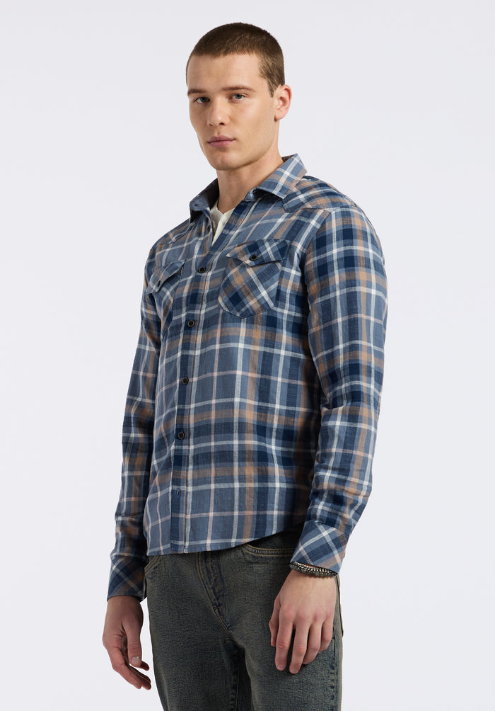 Buffalo Men Shirts Navy Woven Woven Long Sleeve Long Sleeve Button-Up