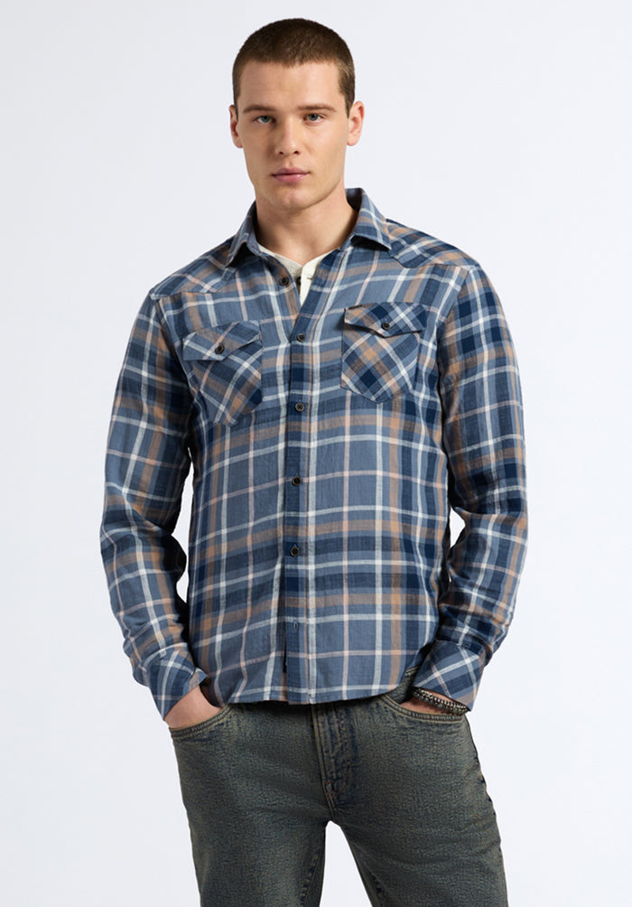 Buffalo Men Shirts Navy Woven Woven Long Sleeve Long Sleeve Button-Up