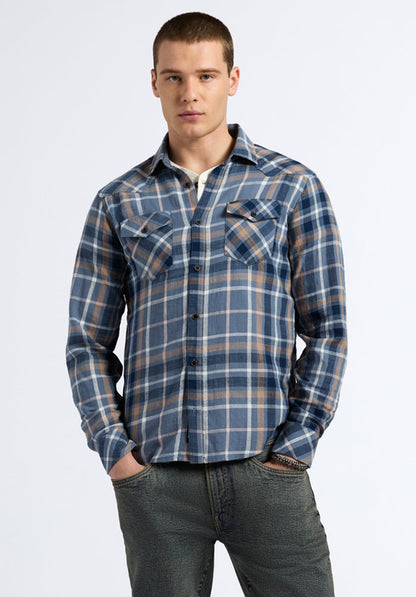 Buffalo Men Shirts Navy Woven Woven Long Sleeve Long Sleeve Button-Up