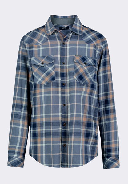 Buffalo Men Shirts Navy Woven Woven Long Sleeve Long Sleeve Button-Up